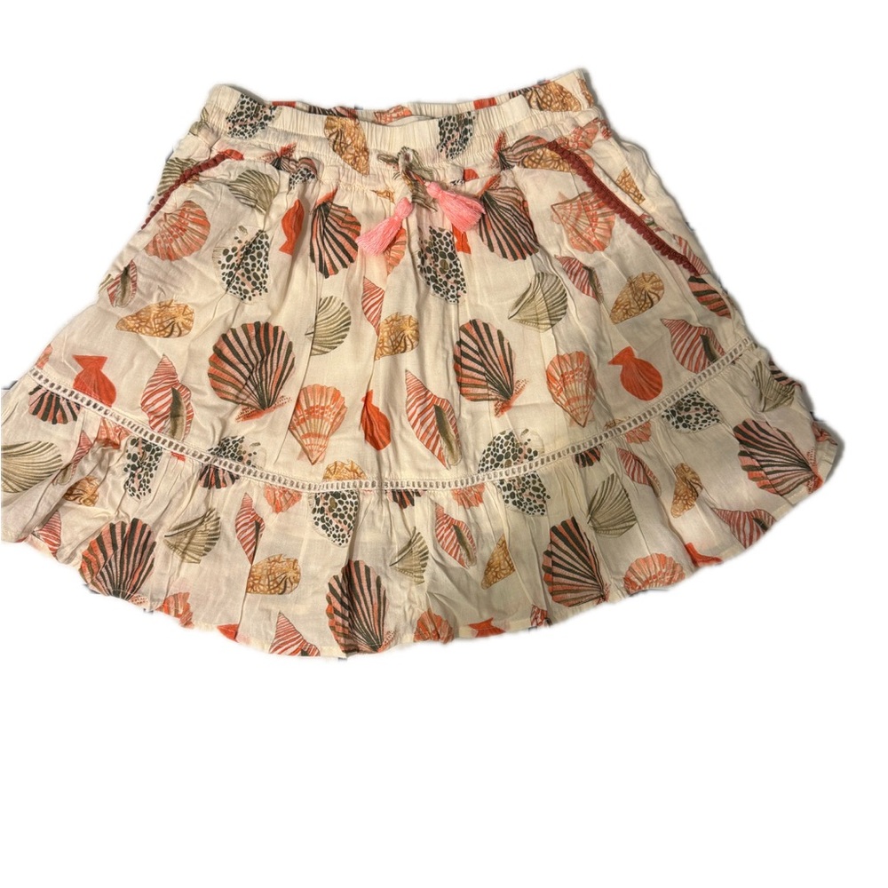 Girls Multicolor Shell Print Skirt